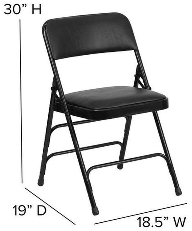 Alt view image 12 of 20 - 4 Pk. HERCULES Series Curved Triple Braced & Double Hinged Black Vinyl Metal Folding Chair
