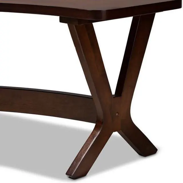 Alt view image 13 of 16 - Baxton Studio Berlin Mid-Century Modern Walnut Finished Wood Curved Dining Bench