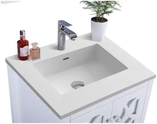 Alt view image 5 of 8 - Mediterraneo - 24 - White Cabinet + Matte White VIVA Stone Solid Surface Countertop