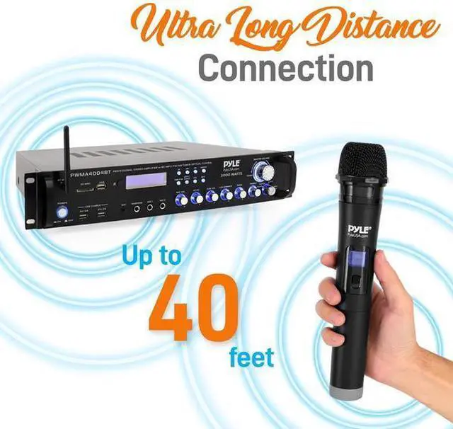 Alt view image 8 of 12 - Pyle 3000W 4 Channel Bluetooth Hybrid Preamplifier System w/Microphones & Remote