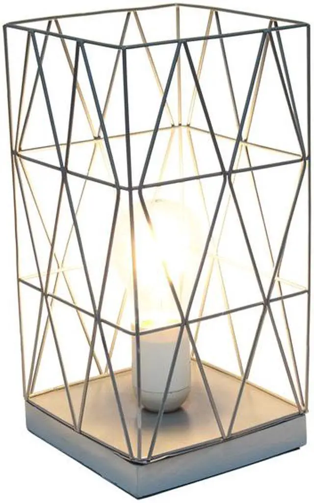 Alt view image 8 of 15 - Simple Designs Gray Geometric Square Metal Table Lamp