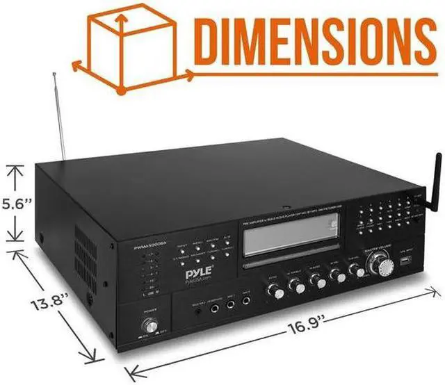 Alt view image 7 of 18 - Pyle PWMA5000BA 3000 Watt Peak Power Pro Audio Bluetooth USB Home Theater Preamplifier AM/FM Stereo Multimedia Receiver System with 2 Wireless Mics