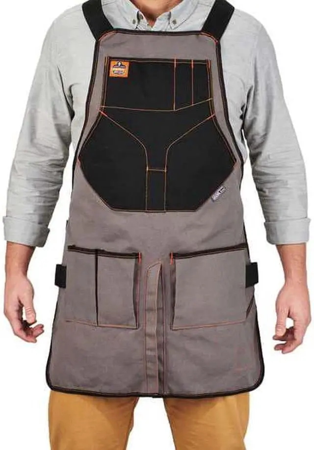 Alt view image 4 of 8 - ergodyne arsenal 5705 full length tool work apron, 13pockets, gray