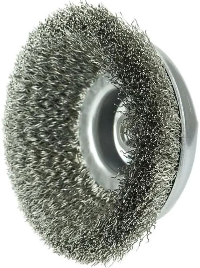 Alt view image 2 of 2 - WEILER 14166 6" Crimped Wire Cup Brush .020" Stainless Steel Fill 5/8"-11 UNC