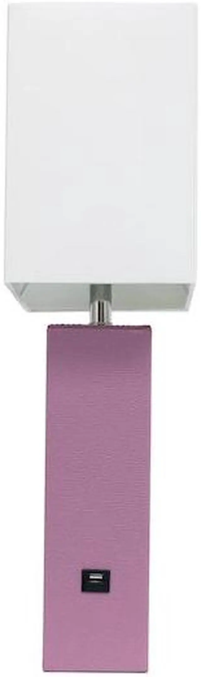 Alt view image 12 of 19 - Elegant Designs Modern Leather Table Lamp with USB and White Fabric Shade, Purple