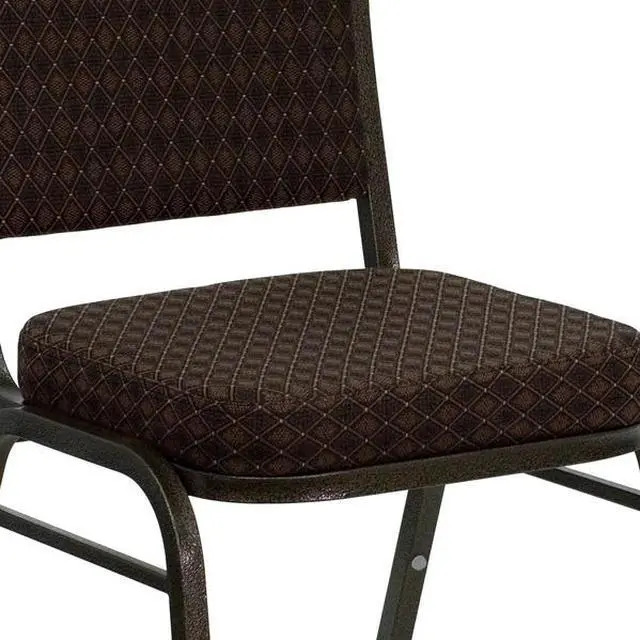 Alt view image 18 of 20 - HERCULES Series Crown Back Stacking Banquet Chair in Brown Patterned Fabric - Gold Vein Frame