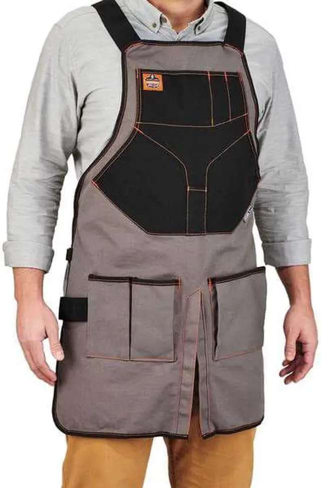 Alt view image 6 of 8 - ergodyne arsenal 5705 full length tool work apron, 13pockets, gray