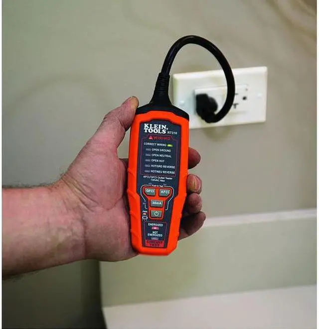 Alt view image 14 of 14 - Klein Tools RT310 AFCI / GFCI Outlet Tester for N.American AC Outlets ETL Listed