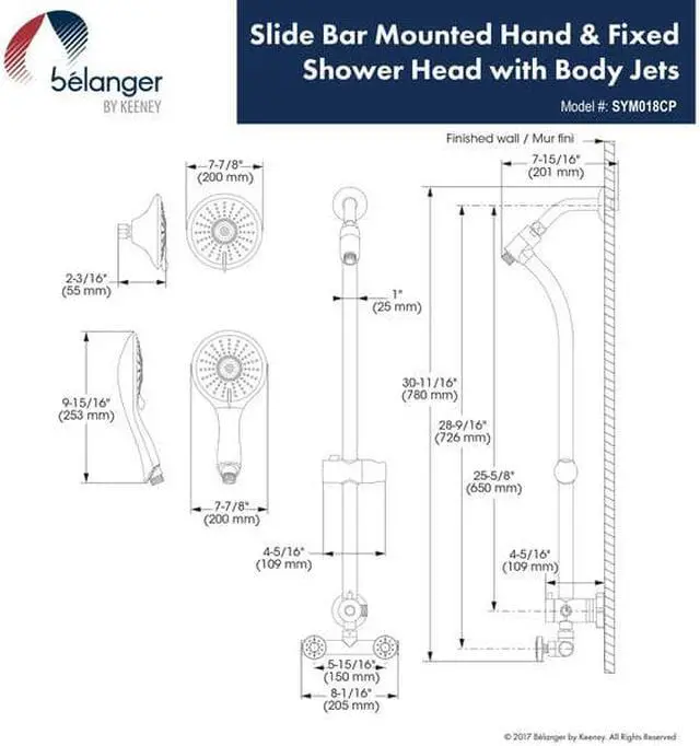 Alt view image 6 of 7 - KEENEY MFG SYM018CP Shower Faucet Kit, Polished Chrome, Wall