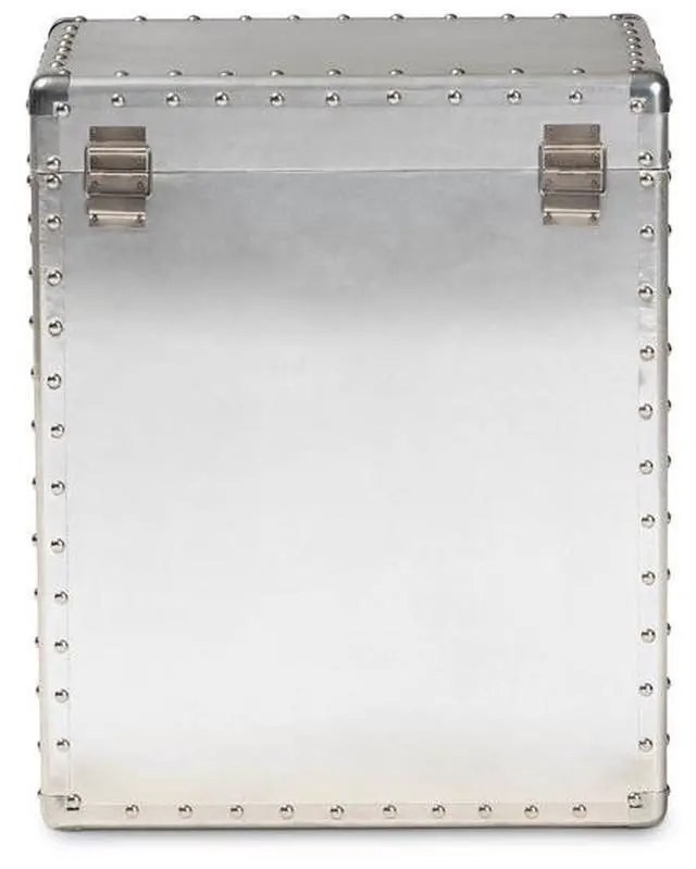 Alt view image 12 of 17 - Baxton Studio Serge French Industrial Silver Metal 2-Drawer Accent Storage Chest