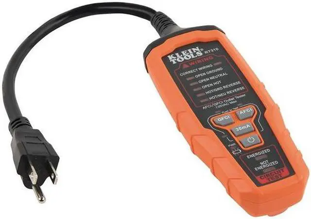 Alt view image 9 of 14 - Klein Tools RT310 AFCI / GFCI Outlet Tester for N.American AC Outlets ETL Listed
