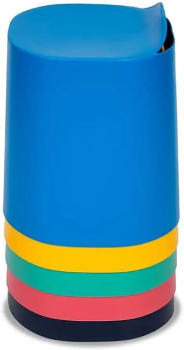 Alt view image 9 of 12 - Luxor Kids, Children, Students Indoor Outdoor Classroom Assorted Conical TailFin Plastic Stackable Stools - 5 Pack