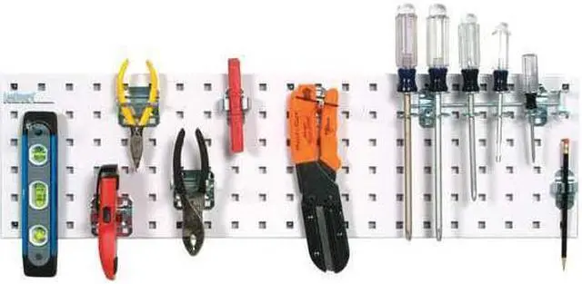 Alt view image 7 of 7 - Triton Products LBS31T-WHT Tool Storage Kit with 1 31.5 x 9 in. 18 Gauge Steel Square Hole Pegboard & 8 Piece Loc Hook Assortment, White