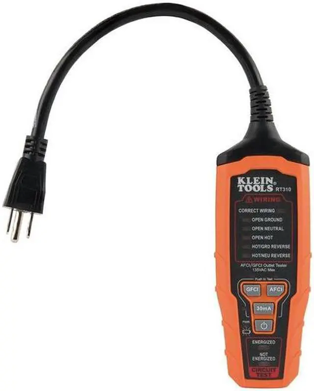 Alt view image 12 of 14 - Klein Tools RT310 AFCI / GFCI Outlet Tester for N.American AC Outlets ETL Listed