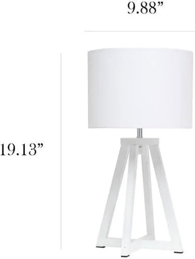 Alt view image 9 of 18 - Simple Designs Interlocked Triangular White Wood Table Lamp with White Fabric Shade