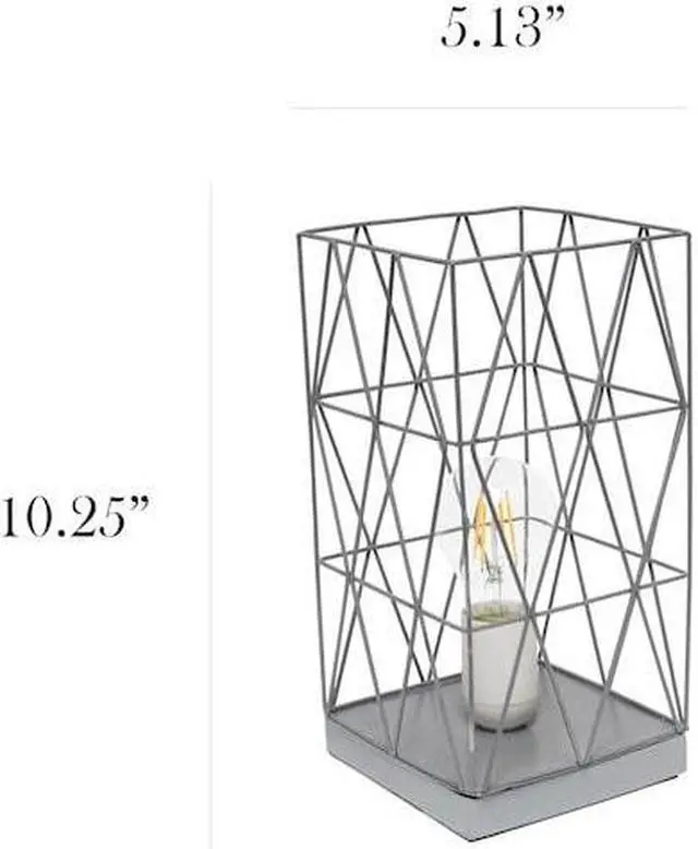 Alt view image 14 of 15 - Simple Designs Gray Geometric Square Metal Table Lamp