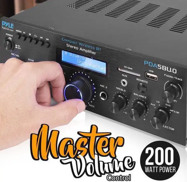 Alt view image 16 of 19 - Pyle PDA5BU.0 Home Compact Bluetooth Amplifier Stereo Receiver System with FM Radio, MP3/USB/SD/AUX (200 Watt)