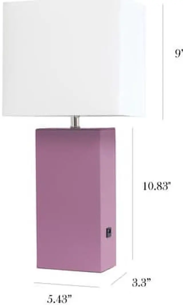 Alt view image 10 of 19 - Elegant Designs Modern Leather Table Lamp with USB and White Fabric Shade, Purple