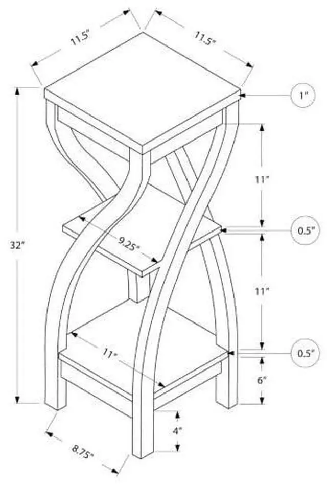 Alt view image 12 of 13 - Monarch Specialties Dark Taupe Reclaimed-Look Plant Stand I 2480