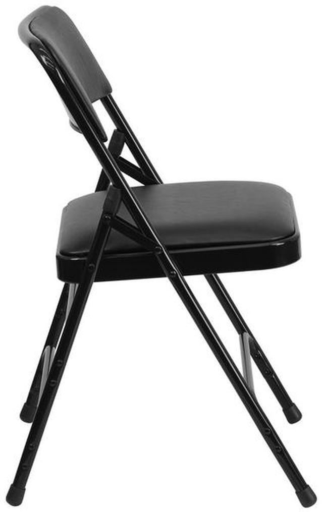 Alt view image 14 of 20 - 4 Pk. HERCULES Series Curved Triple Braced & Double Hinged Black Vinyl Metal Folding Chair
