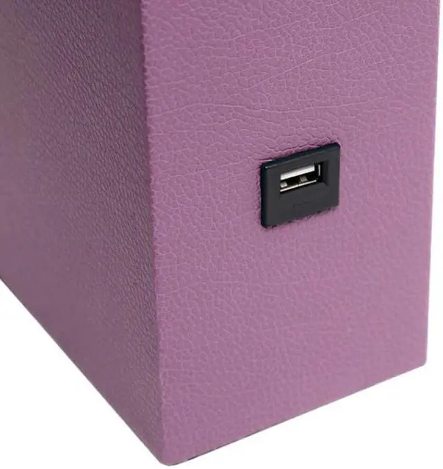 Alt view image 8 of 19 - Elegant Designs Modern Leather Table Lamp with USB and White Fabric Shade, Purple