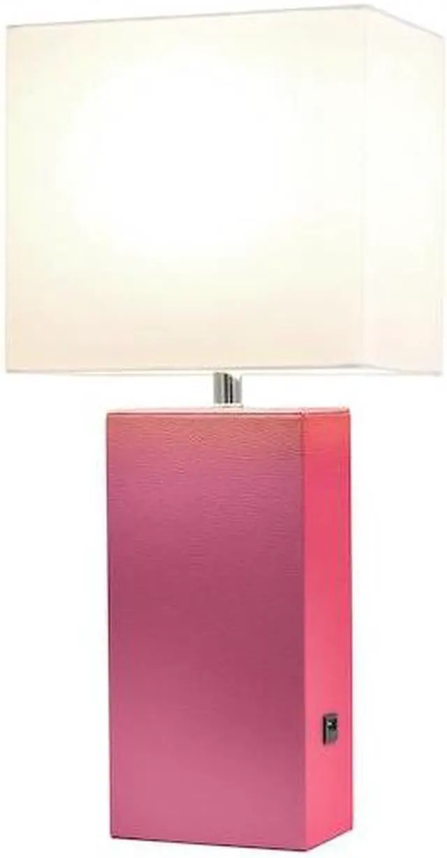 Alt view image 13 of 18 - Elegant Designs Modern Leather Table Lamp with USB and White Fabric Shade, Hot Pink
