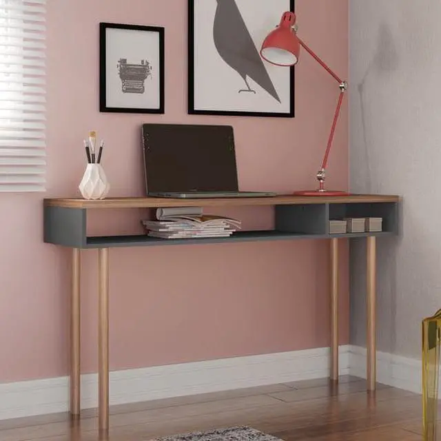 Alt view image 8 of 13 - Windsor 47.24 Console Accent Table in Grey and Nature