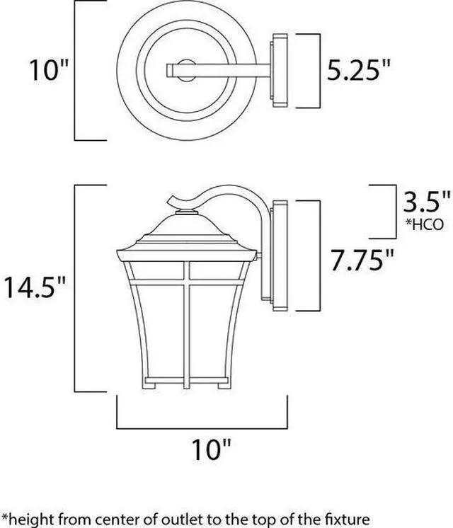 Alt view image 4 of 4 - Maxim 3804LACO 14.5 x 10 in. Balboa DC One Light Medium Outdoor Wall, Copper Oxide