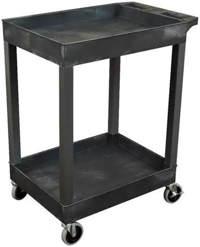 Alt view image 12 of 15 - Luxor 24" x 18" Multipurpose 2 Shelf Utility Tub Cart with 4 Swivel Casters - Plastic, Black