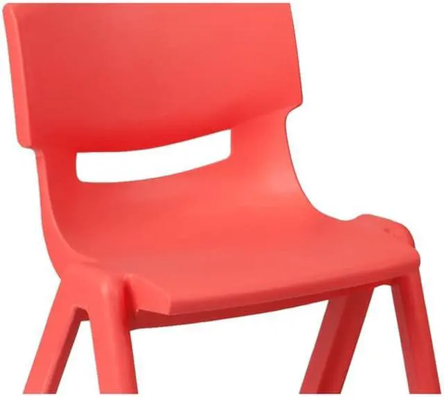 Alt view image 10 of 14 - 23.625''W x 47.25''L Rectangular Red Plastic Height Adjustable Activity Table Set with 6 Chairs