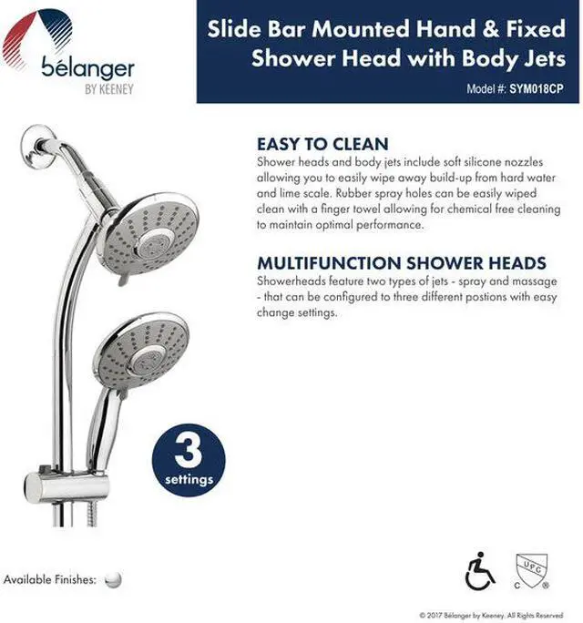 Alt view image 4 of 7 - KEENEY MFG SYM018CP Shower Faucet Kit, Polished Chrome, Wall