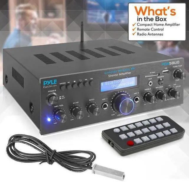 Alt view image 19 of 19 - Pyle PDA5BU.0 Home Compact Bluetooth Amplifier Stereo Receiver System with FM Radio, MP3/USB/SD/AUX (200 Watt)