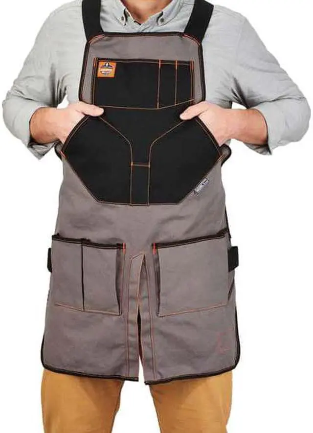 Alt view image 5 of 8 - ergodyne arsenal 5705 full length tool work apron, 13pockets, gray