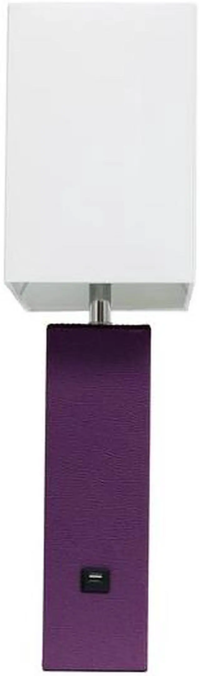 Alt view image 14 of 18 - Elegant Designs Modern Leather Table Lamp with USB and White Fabric Shade, Eggplant