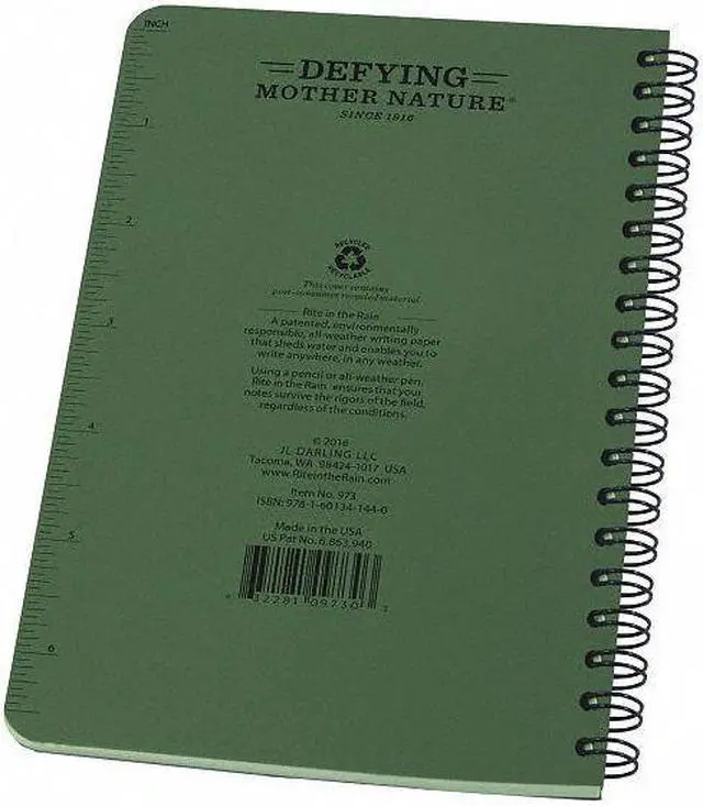 Alt view image 4 of 6 - Rite in the Rain RIR-973 Green RiteRain 4.875x7 GR Notebook