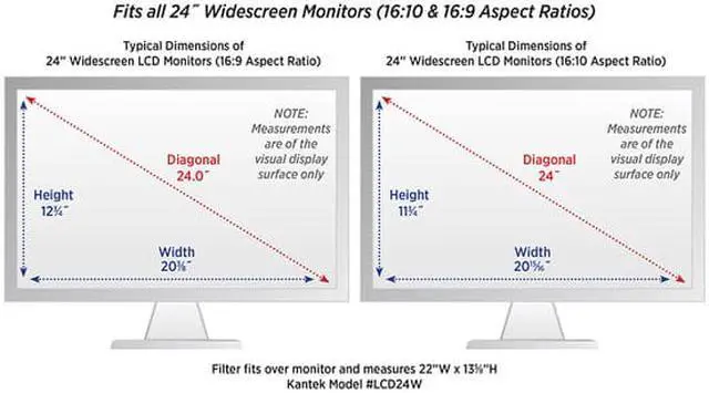 Alt view image 9 of 11 - Kantek LCD Protective Filter 24" Monitor Anitglare Silver LCD24W