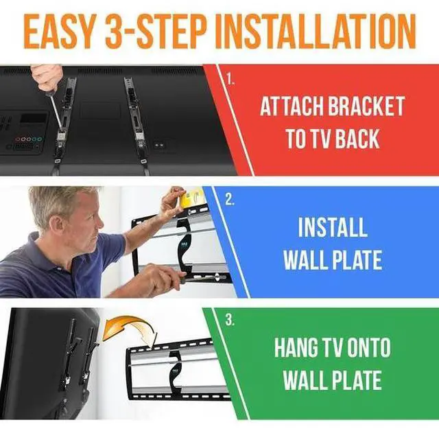 Alt view image 5 of 7 - tilting wall mount tv bracket - heavy duty universal flat screen tv wall mount - mounts 26-52" led/loled & plasma tv flat screens - medium tilt, vesa mounting, 110 lbs weight capac