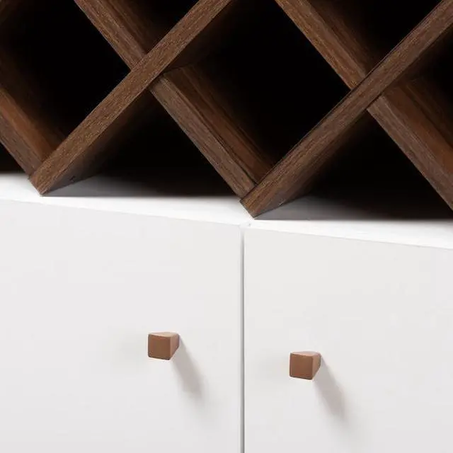 Alt view image 18 of 20 - Baxton Studio Serafino Mid-Century Modern White and Walnut Finished Wood Wine Cabinet