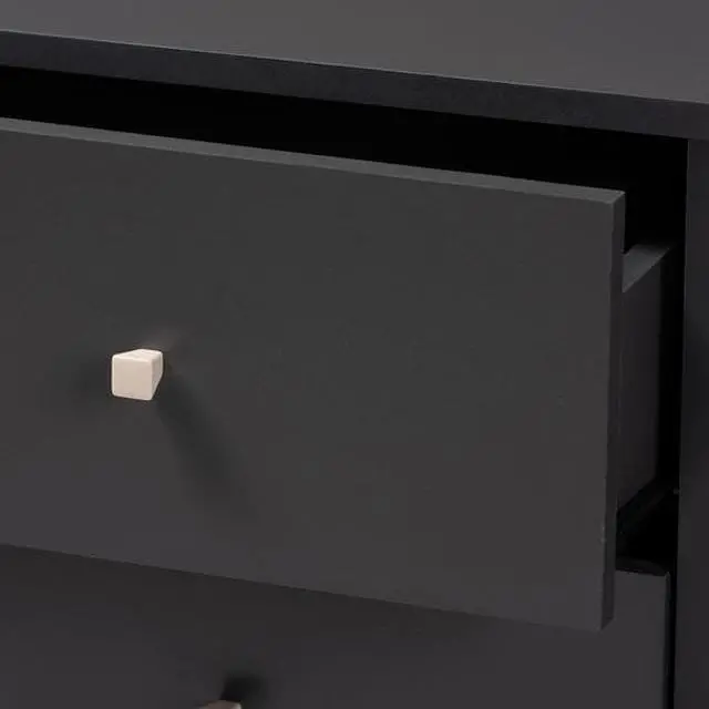 Alt view image 18 of 20 - Baxton Studio Savino Mid-Century Modern Dark Grey and Oak Finished Wood Wine Cabinet
