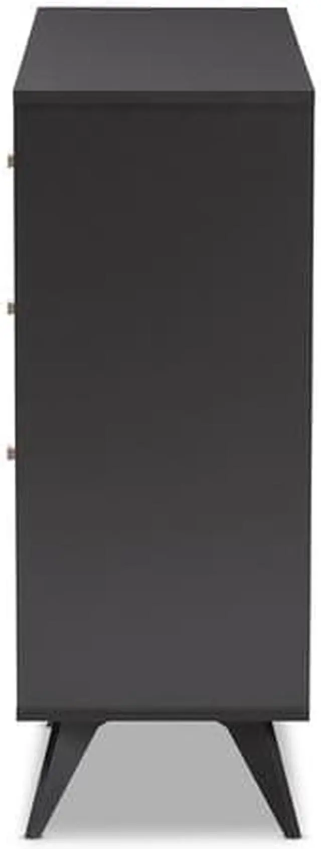 Alt view image 17 of 20 - Baxton Studio Savino Mid-Century Modern Dark Grey and Oak Finished Wood Wine Cabinet