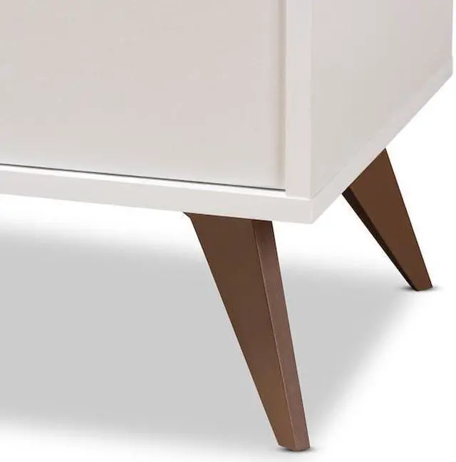 Alt view image 19 of 20 - Baxton Studio Serafino Mid-Century Modern White and Walnut Finished Wood Wine Cabinet