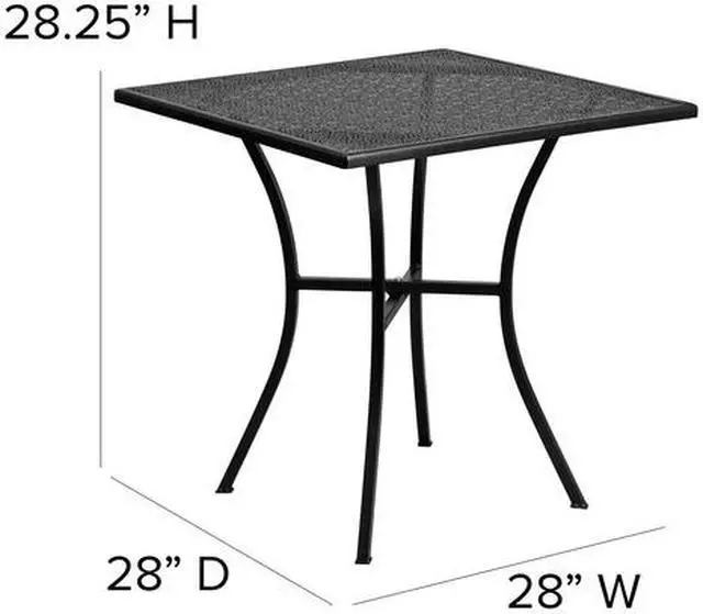 Alt view image 4 of 20 - Commercial Grade 28" Square Black Indoor-Outdoor Steel Patio Table