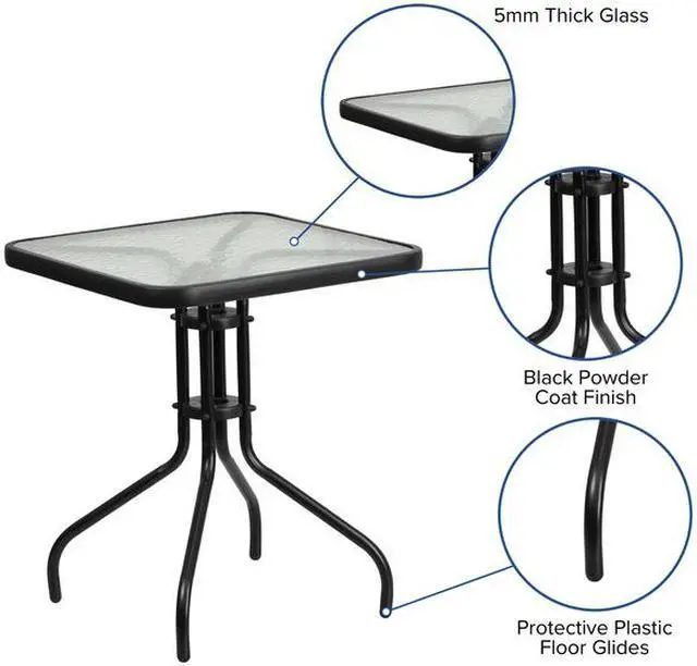 Alt view image 5 of 19 - Flash Furniture Barker Square Tempered Glass Metal Table (TLH073A1)