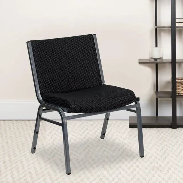Alt view image 14 of 20 - Flash Furniture XU-60555-BK-GG Hercules Series 1000-Pound Big/Tall Extra Wide Black Fabric Stack Chair, Silver Vein