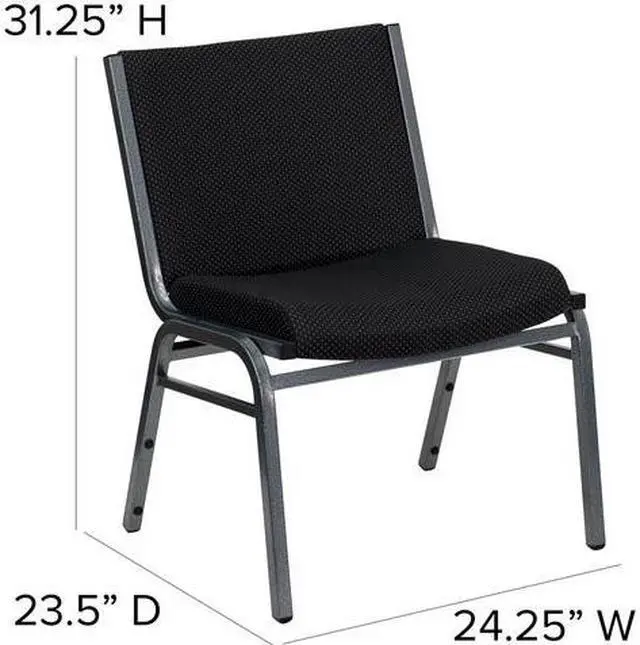 Alt view image 13 of 20 - Flash Furniture XU-60555-BK-GG Hercules Series 1000-Pound Big/Tall Extra Wide Black Fabric Stack Chair, Silver Vein