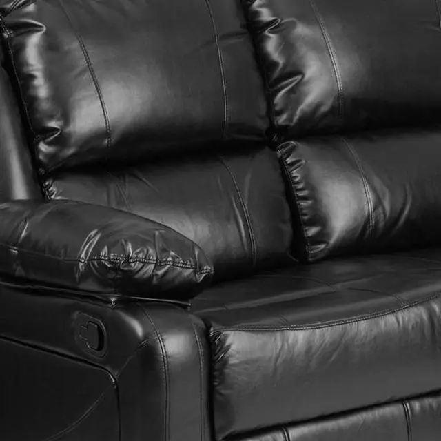Alt view image 15 of 16 - Harmony Series Black LeatherSoft Loveseat with Two Built-In Recliners