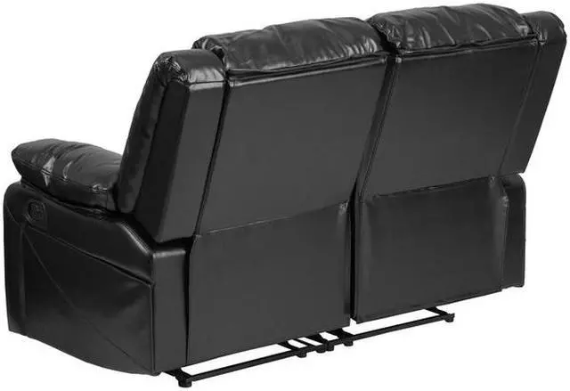 Alt view image 13 of 16 - Harmony Series Black LeatherSoft Loveseat with Two Built-In Recliners