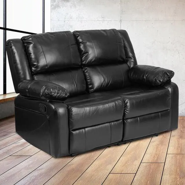 Alt view image 11 of 16 - Harmony Series Black LeatherSoft Loveseat with Two Built-In Recliners
