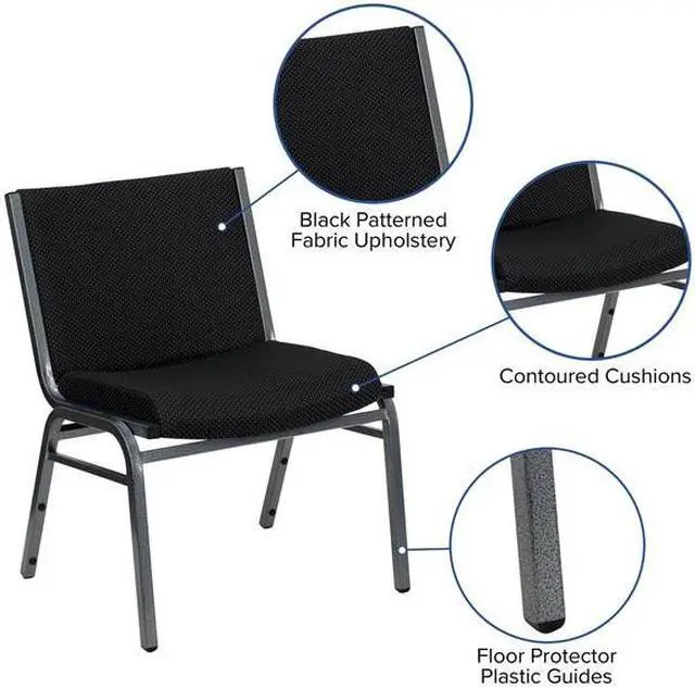 Alt view image 18 of 20 - Flash Furniture XU-60555-BK-GG Hercules Series 1000-Pound Big/Tall Extra Wide Black Fabric Stack Chair, Silver Vein