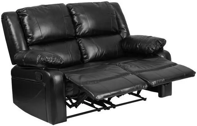 Alt view image 12 of 16 - Harmony Series Black LeatherSoft Loveseat with Two Built-In Recliners